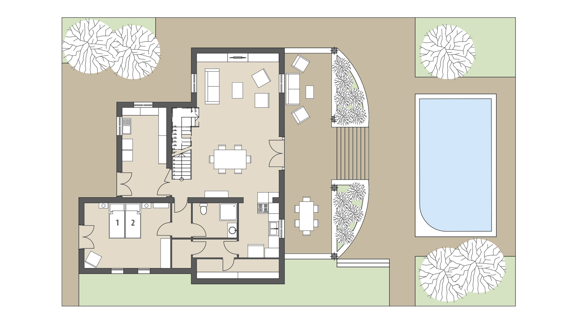 Rural Villa Mira al Campo: Ground floor