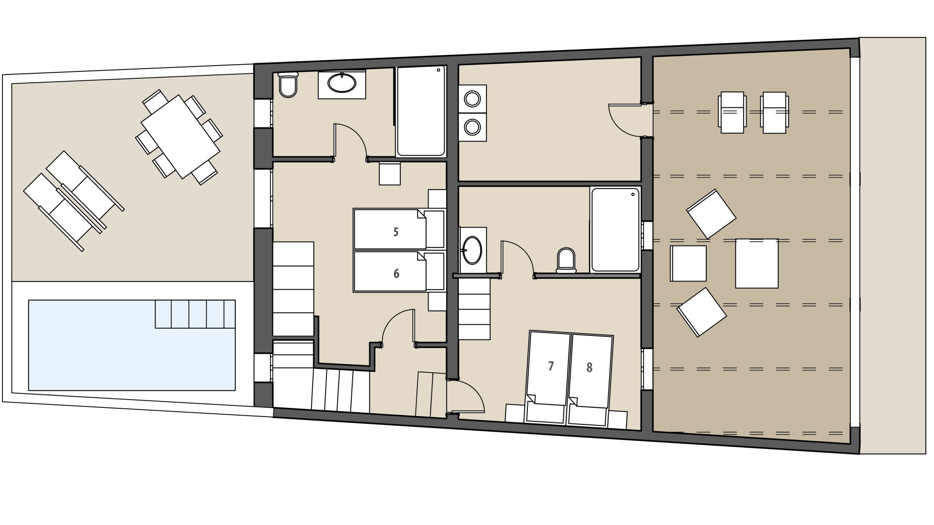 Villa Na Valenta: Obergeschoss