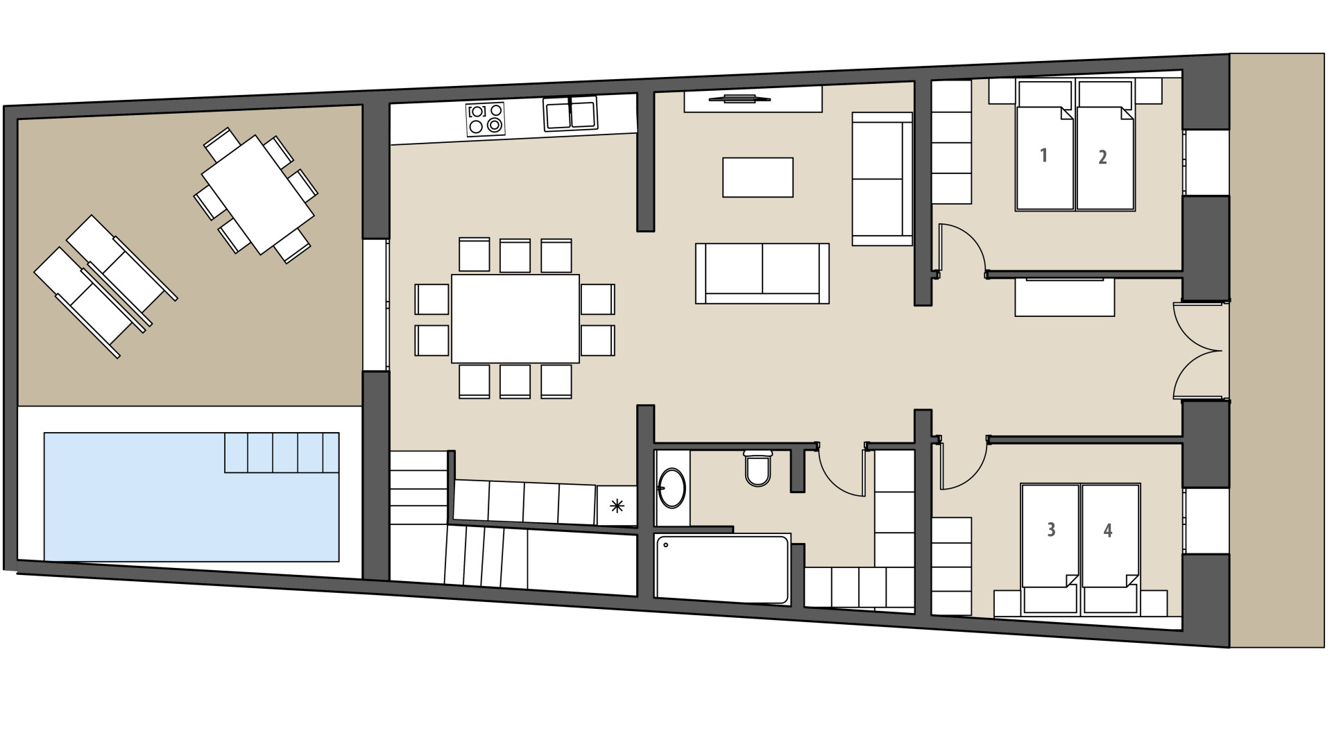 Villa Na Valenta: Erdgeschoss